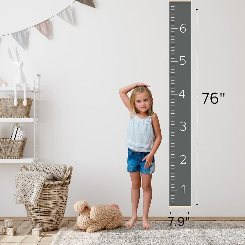 Morxy Canvas Growth Chart for Kids - Unisex Kids Room Wall Decor - Measuring Height Chart- Wall Tape with Height Chart for Kids (Canvas, Plain Dark Gray) - Image 3